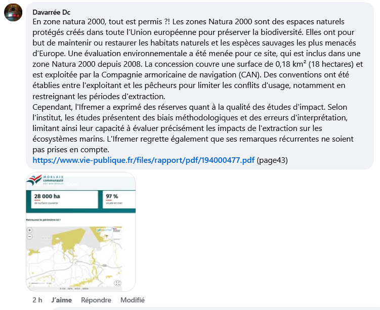 Capture d'écran Facebook